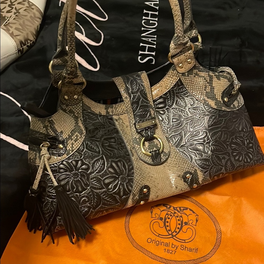 Sharif Embossed Leather Bag Intricate Detailing